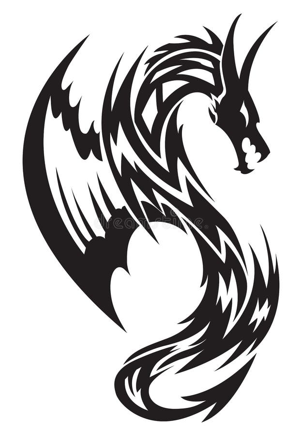 Flying Dragon Tattoo, Vintage Engraving Stock Vector - Illustration of ...