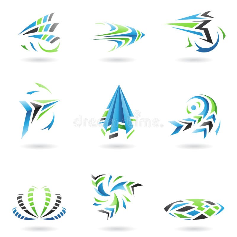 Flying Dynamic Abstract Icons stock illustration