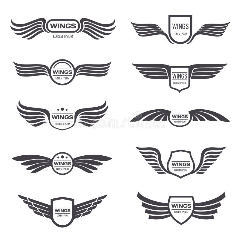 Flying Eagle Wings Vector Logos Set Vintage Winged Emblems And Labels Stock Vector Illustration Of Drawing Decorative