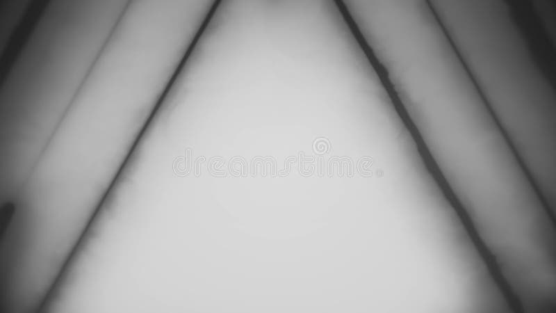 Flying through edless glowing rotating neon triangles creating a tunnel, blue red pink violet spectrum, fluorescent 3d royalty free illustration