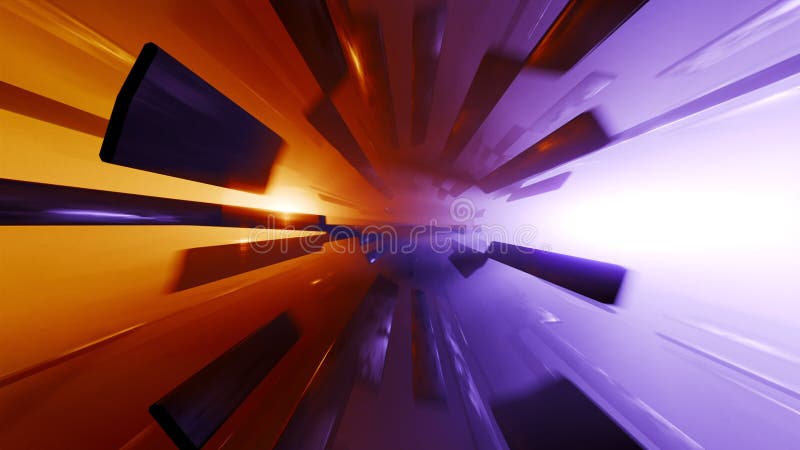 Flying glowing colorful lines creating tunnel animation, loopable animation stock illustration