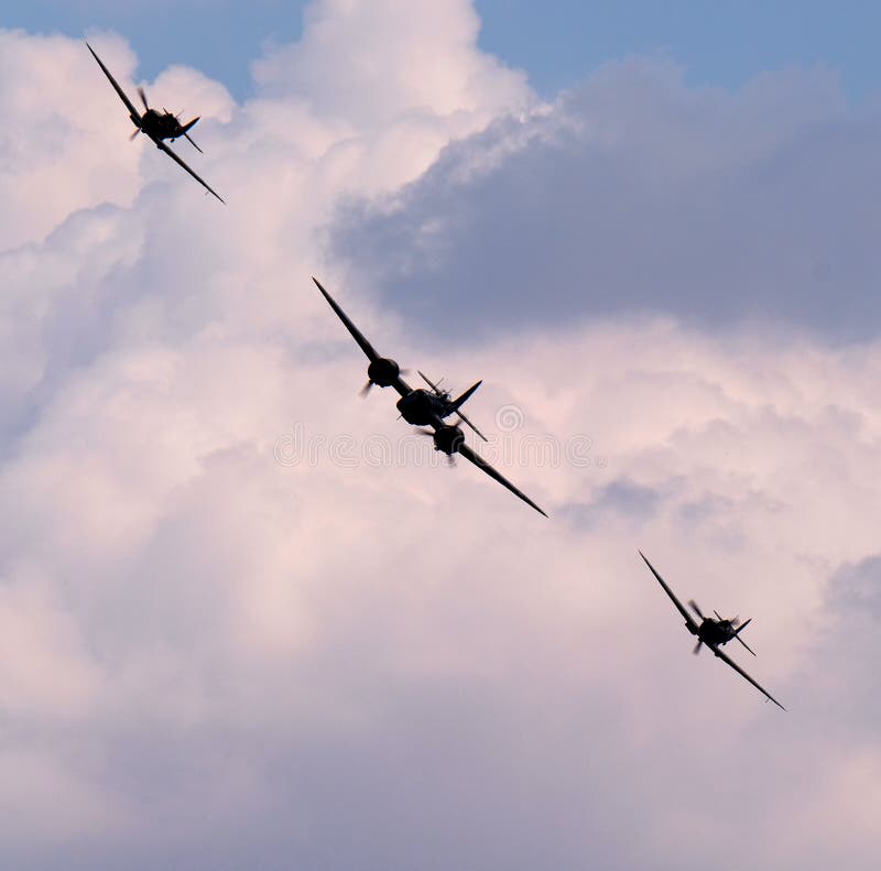 Spitfire and bristol Blenheim Mk 1. stock image