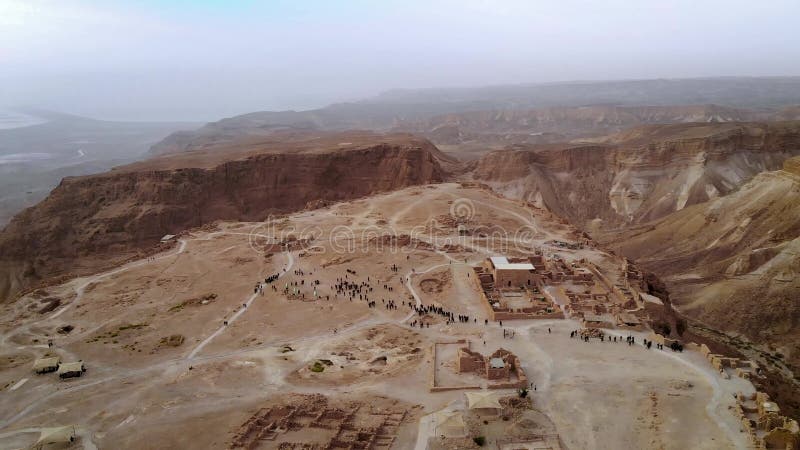 Flying over Masada fortress area Southern District of Israel Dead Sea area Southern District of Israel. Ancient Jewish