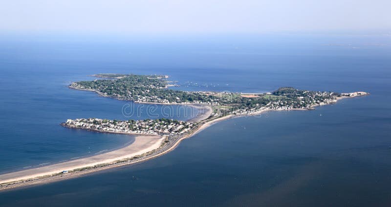 New England Coastline at Nahant Island- Aerial View stock images New England Coastline at Nahant Island- Aerial View stock images