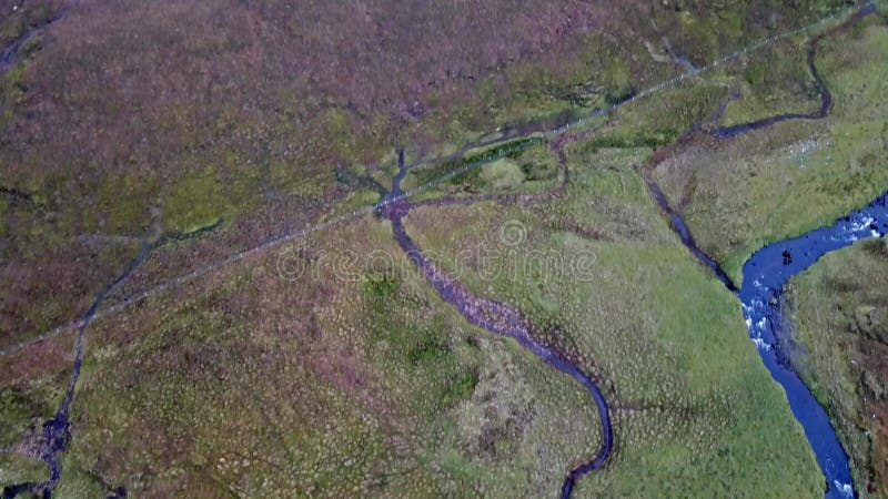 Flying over the River Lealt and Single track at Loch Cuithir and Sgurr a Mhadaidh Ruadh - Hill of the Red Fox, Isle of