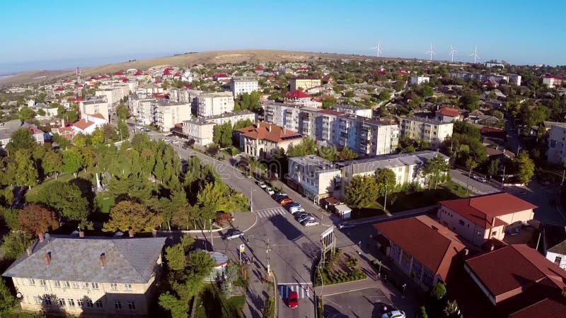 Flying over a small town in Romania