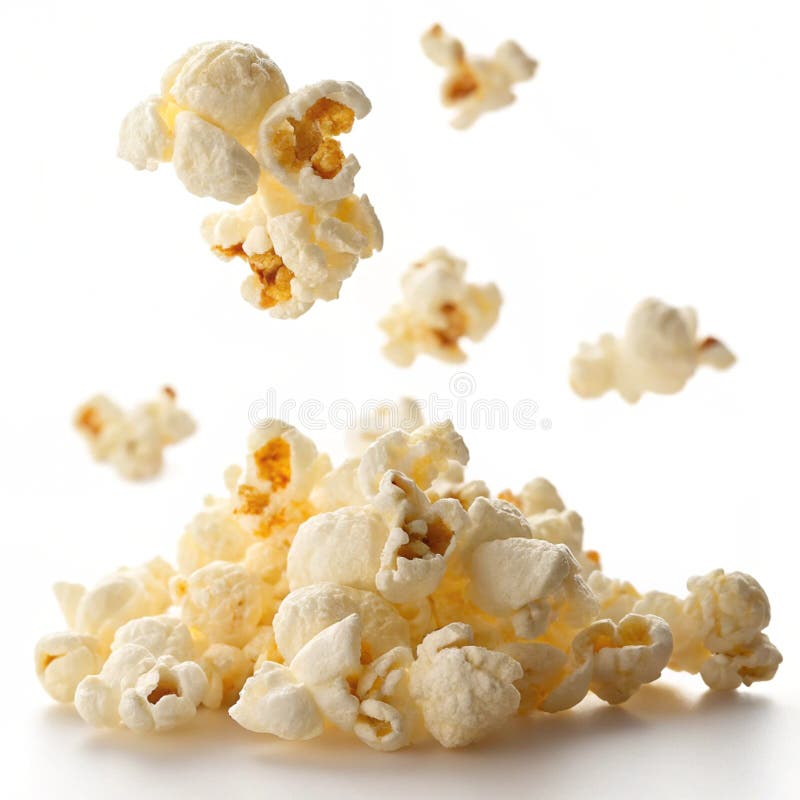 Flying Popcorn isoliert auf weißem Hintergrund stock abbildung