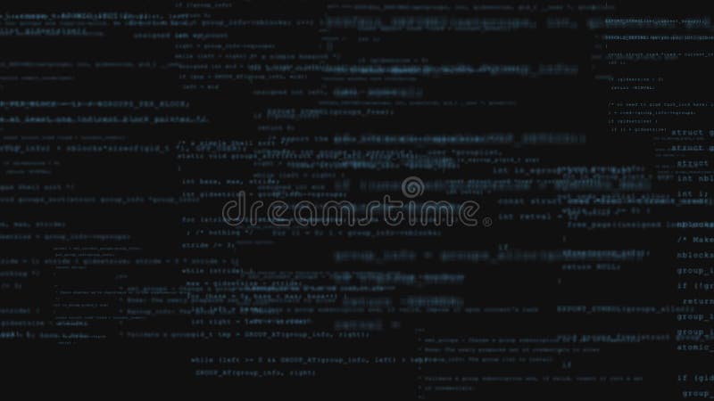 Flying through programming code black background camera flies programmers html python java