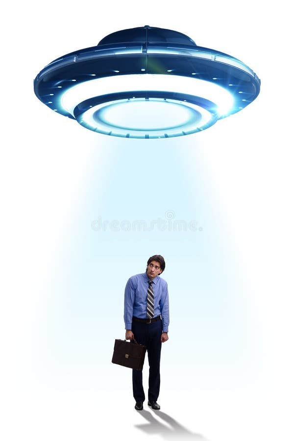 The Flying Saucer Abducting Young Businessman Stock Photo Image of