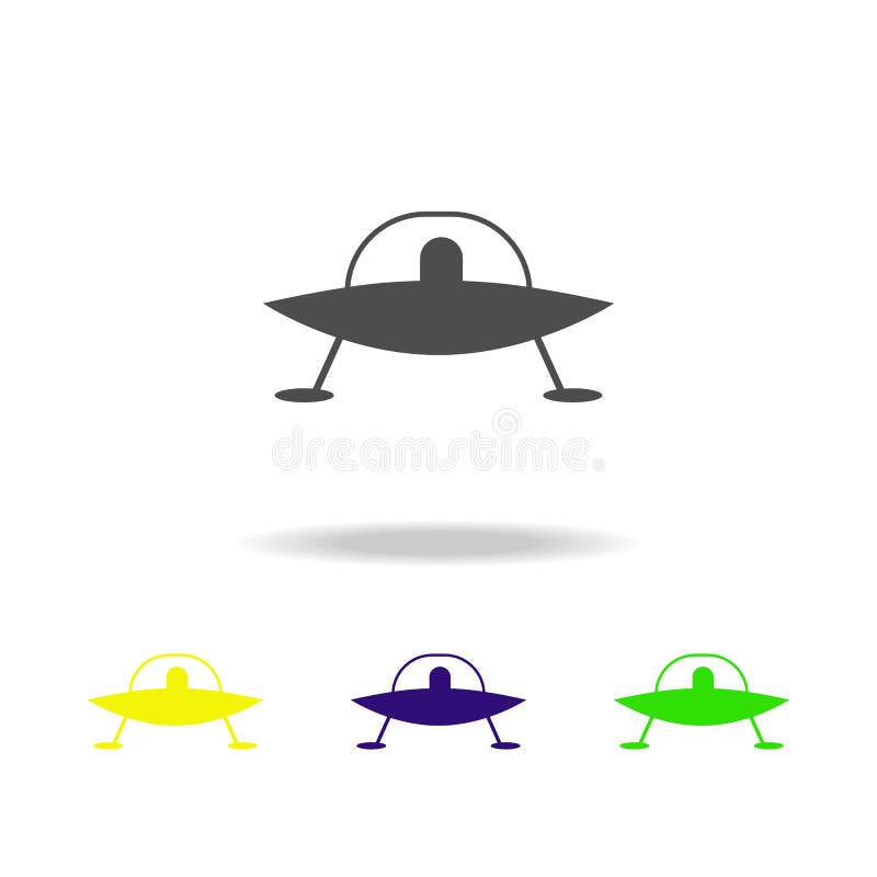 Flying saucer with aliens multicolored icons. Element of UFO icon Can be used for web, logo, mobile app, UI, UX vector illustration