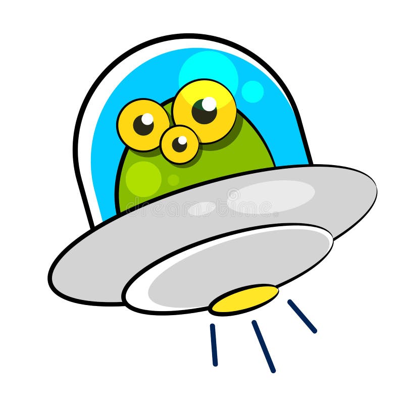 Flying saucer with humanoid vector illustration on white background for your design vector illustration