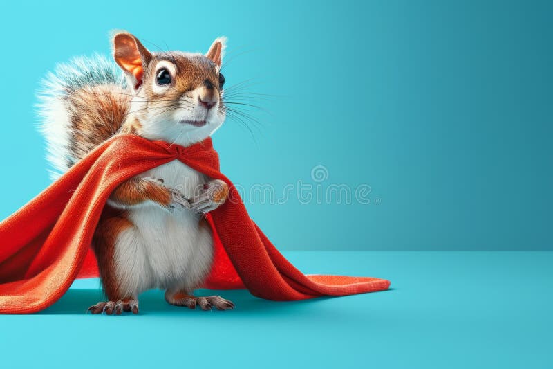 Flying squirrel superhero on gradient pastel background with ample copy space for text placement vector illustration