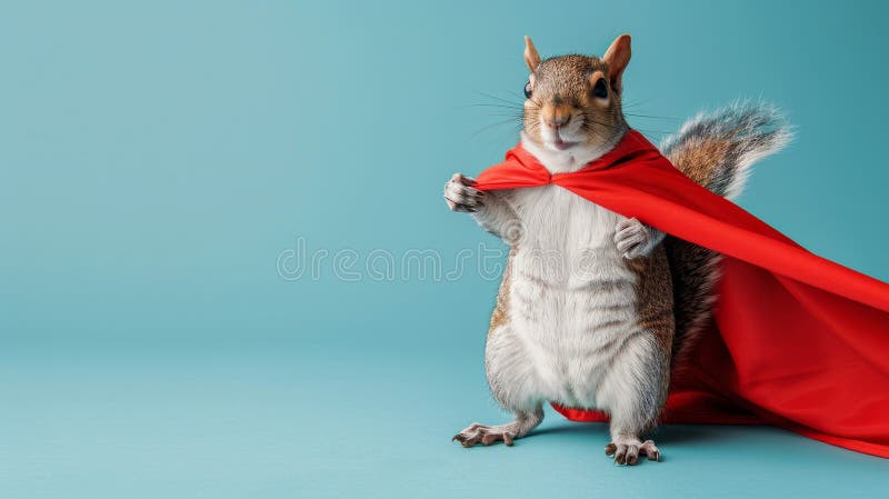 Flying squirrel superhero on gradient pastel background with ample copy space for text placement stock illustration
