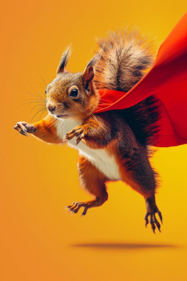 Flying squirrel superhero on gradient pastel background with ample space for text placement royalty free illustration