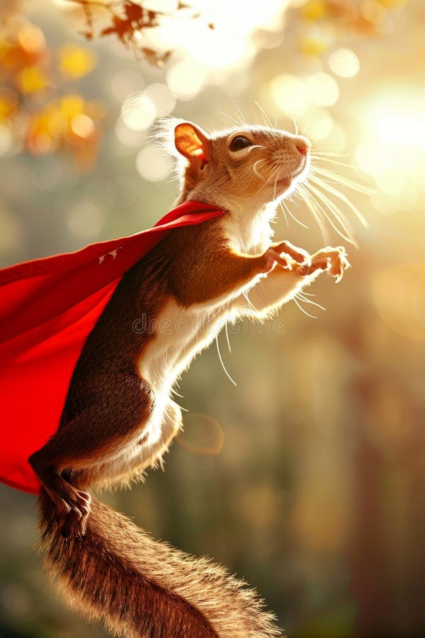 Flying squirrel superhero on gradient pastel background with ample space for text placement vector illustration