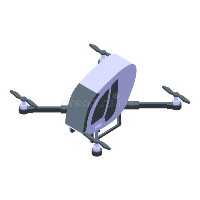 Flying taxi drone icon, isometric style vector illustration