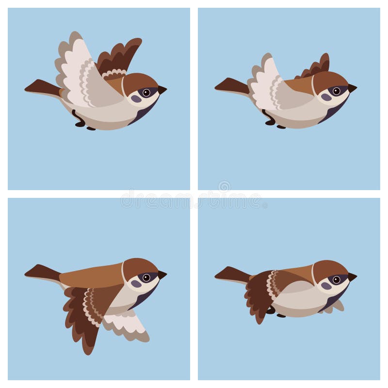 Flying Tree Sparrow animation sprite sheet