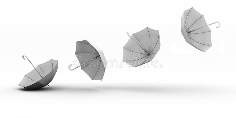 Flying umbrellas on a white background stock illustration Flying umbrellas on a white background stock illustration
