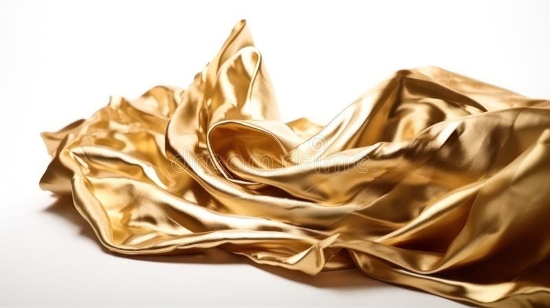 Flying white and gold fabric on a white background vector illustration