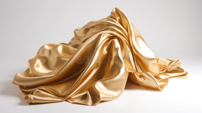 Flying white and gold fabric on a white background royalty free illustration