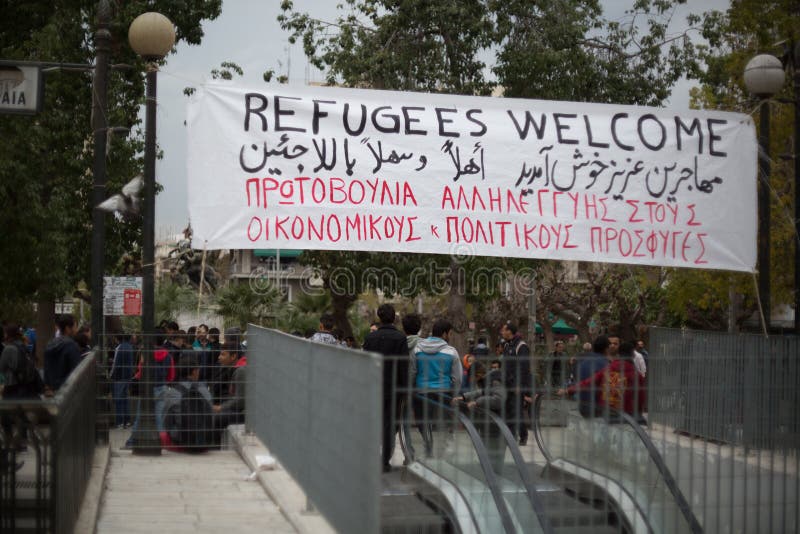  Flyktingprotest arkivfoton