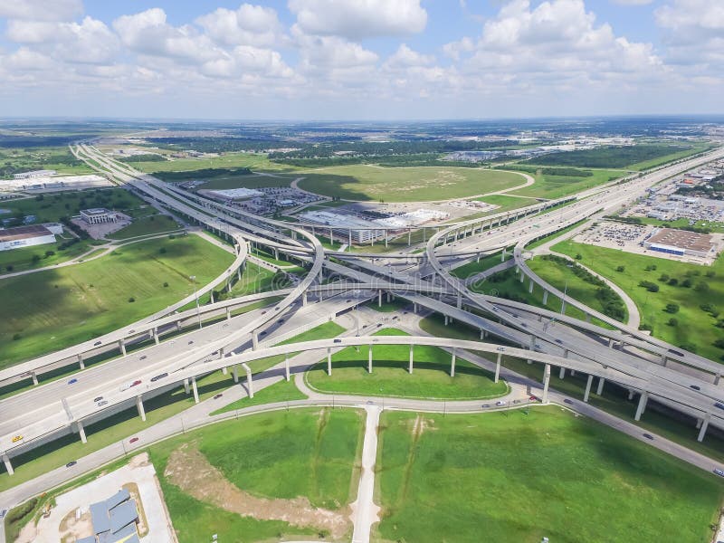 Flyover Katy Freeway Interstate 10 Stack Interchange Cloud Blue Stock