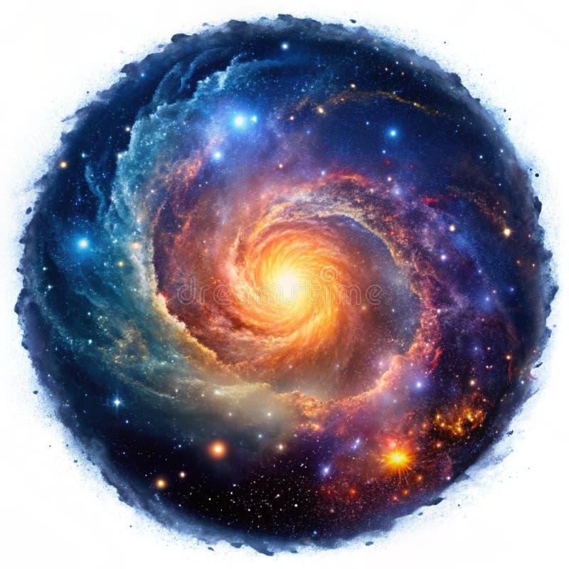 Flytande glödande nebuli med snurrande kosmisk damm vektor illustrationer