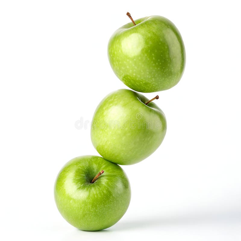 Flytande skorsten av gröna äpplen som är isolerade på vita vektor illustrationer