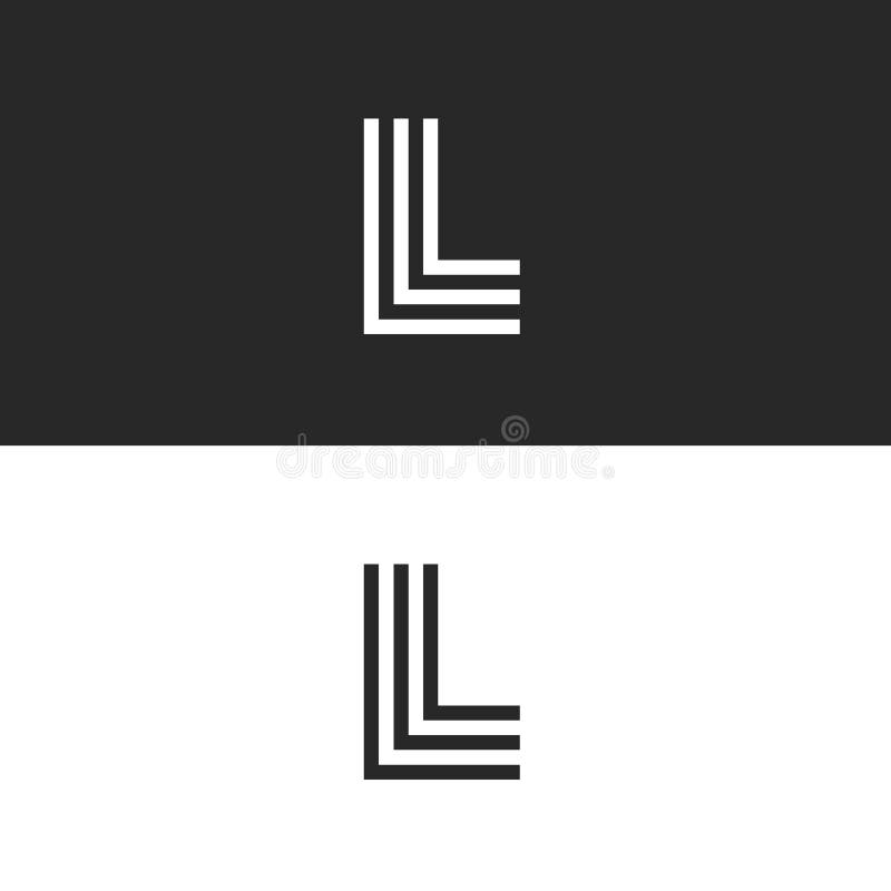 Fläck L stil för enkelhet för bokstavslogomonogram linjär, vinkelrätt symbol
