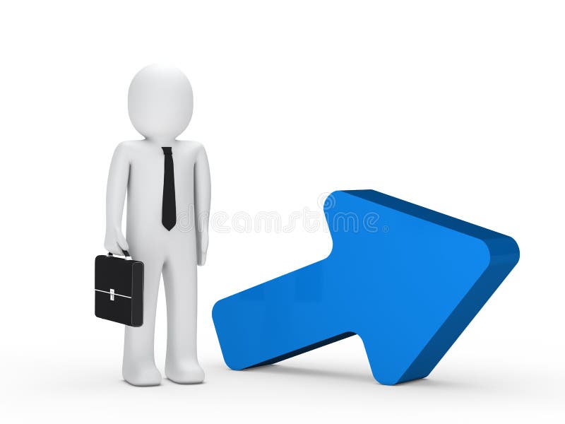 Flèche de bleu de serviette d'homme d'affaires illustration stock Flèche de bleu de serviette d'homme d'affaires illustration stock