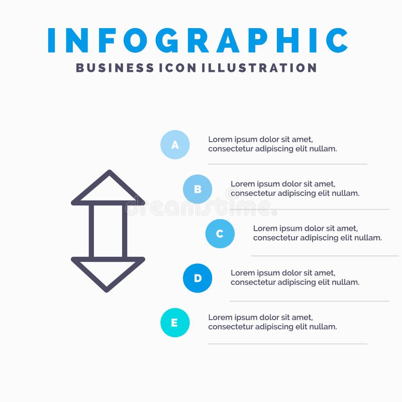 Flèche, flèches, en bas de ligne icône avec le fond d'infographics de présentation de 5 étapes illustration libre de droits Flèche, flèches, en bas de ligne icône avec le fond d'infographics de présentation de 5 étapes illustration libre de droits