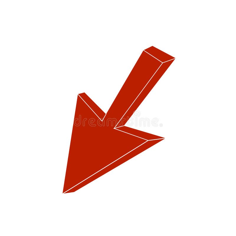 Flèche isométrique de vecteur, icône d'indicateur, curseur rouge illustration stock Flèche isométrique de vecteur, icône d'indicateur, curseur rouge illustration stock