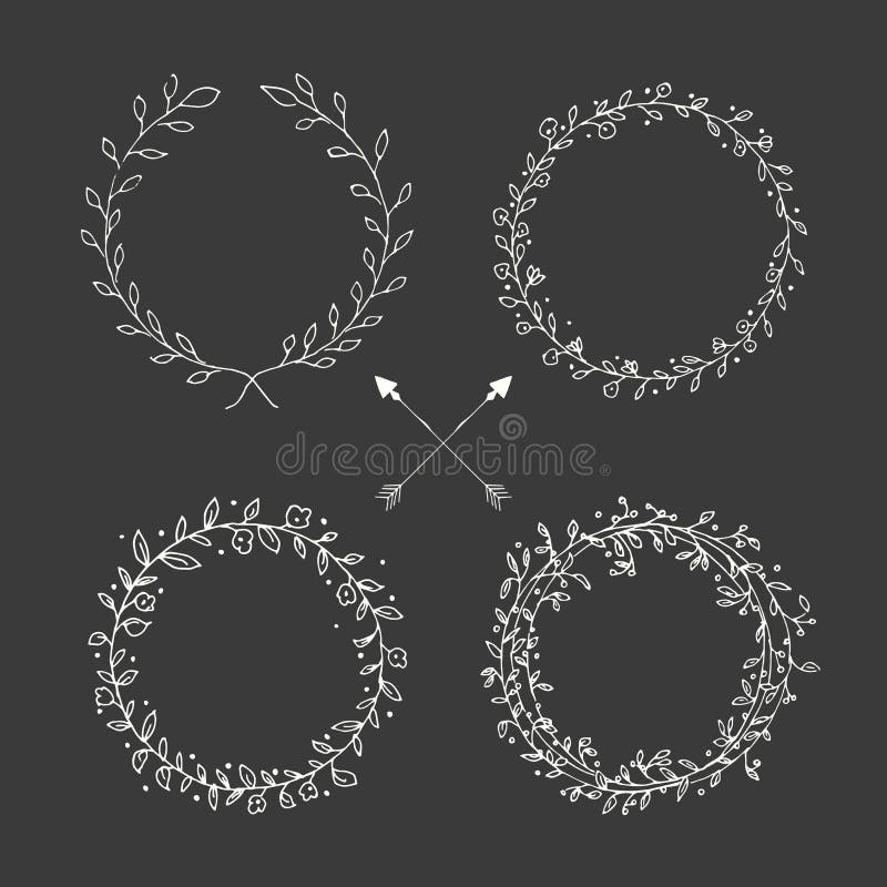 Hand drawn vintage arrows, feathers, dividers and floral elements, vector illustration. Hand drawn vintage arrows, feathers, dividers and floral elements, vector illustration