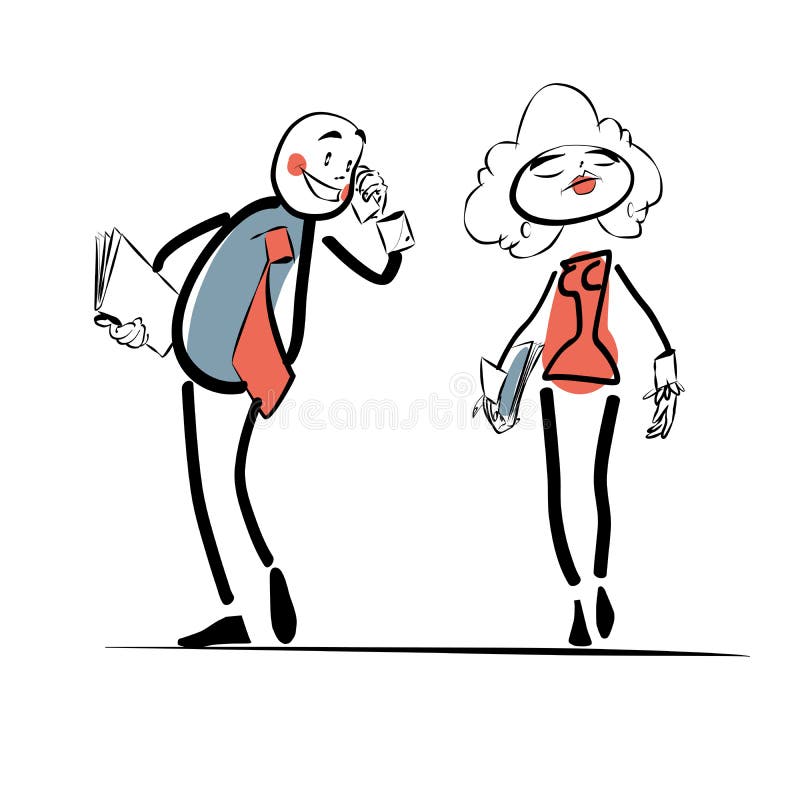 Flörta affärsmannen som stirras på en härlig kvinna stock illustrationer Flörta affärsmannen som stirras på en härlig kvinna stock illustrationer