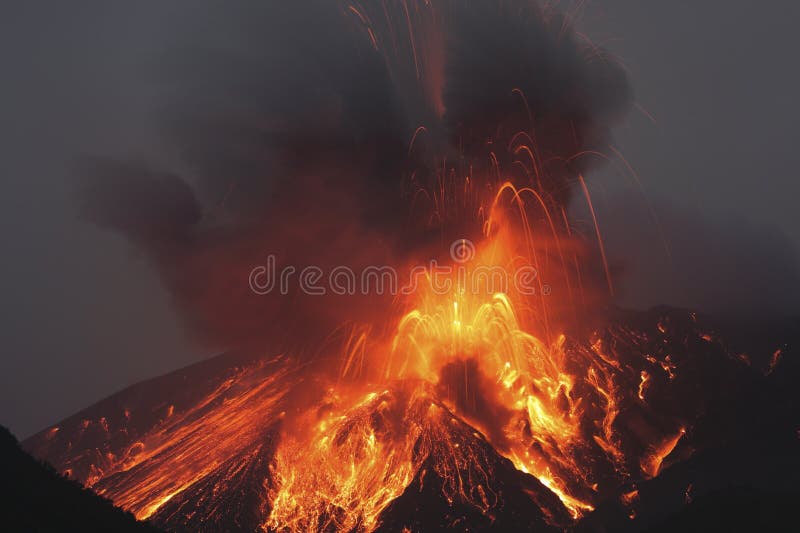 Molten lava erupts from Sakurajima Kagoshima Japan. Molten lava erupts from Sakurajima Kagoshima Japan