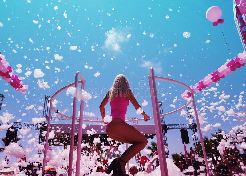 Foam Party on a beach in the open air.