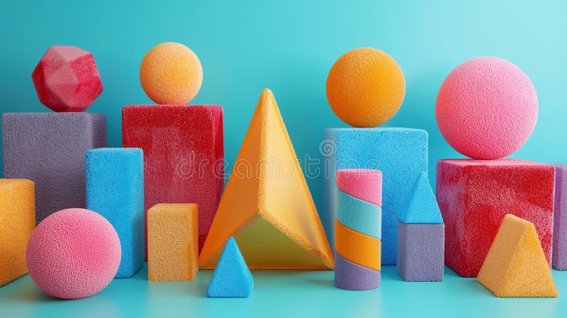 Foamtexturat forme geometrice colorate puternic 3d, făcând ca imaginea să fie generată vector illustration