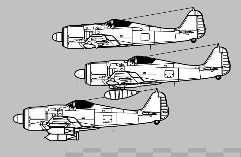 Focke-Wulf Fw 190. Vector drawing of World War 2 fighter.