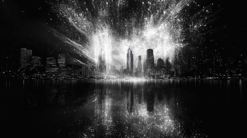 Focuri de artificii albe stock illustration