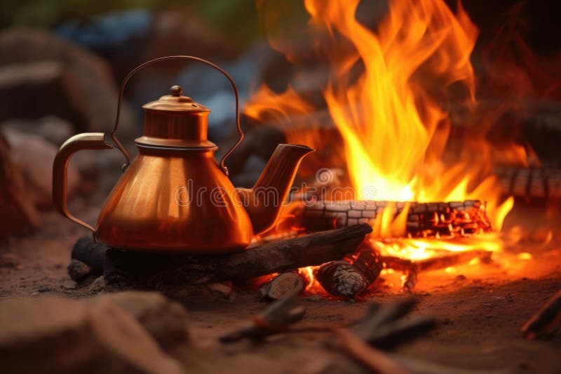 https://thumbs.dreamstime.com/b/focus-campfire-flames-coffee-pot-background-created-generative-ai-284706114.jpg