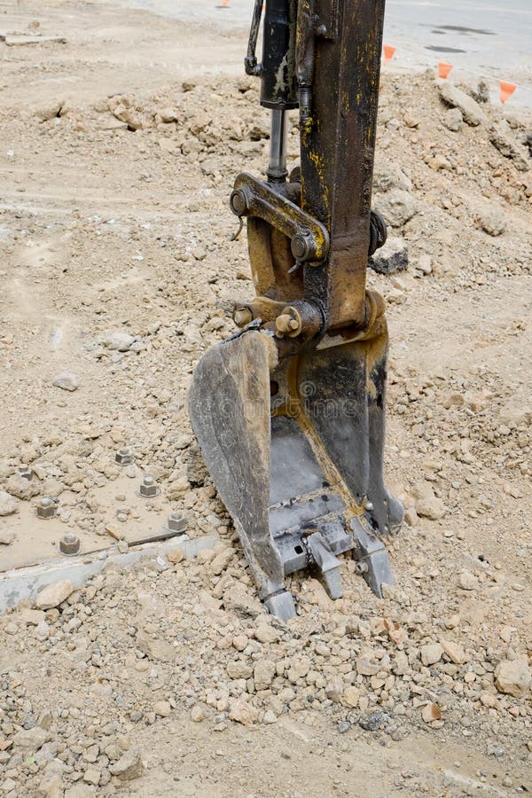 Focus shovel digging in dirt royalty free stock photos