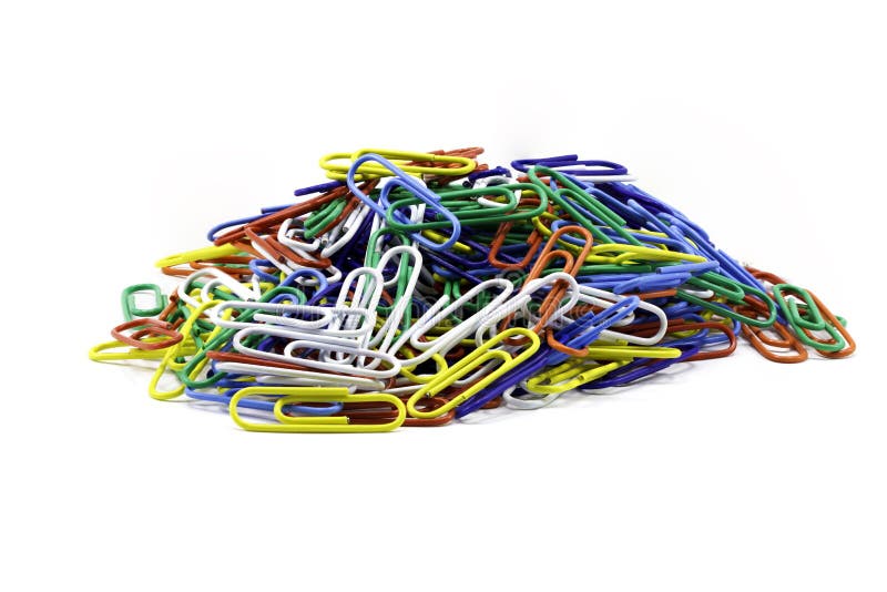 A stack of paper clips isolated against a white background