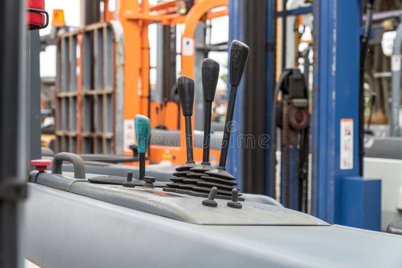 Levers Wheel Control in Cabin Forklift Truck Stock Image Image of