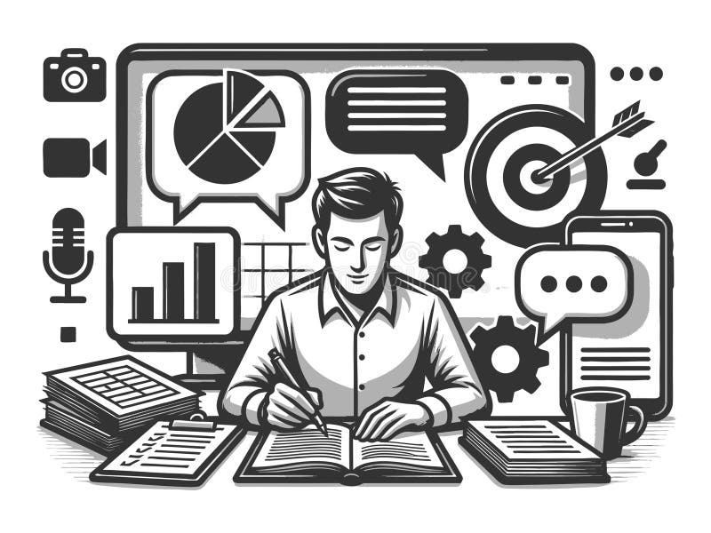  Illustration of professional mastering digital marketing and e-commerce skills