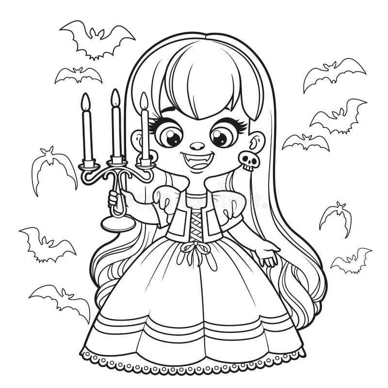 Desenho de colorir desenho animado de halloween desenhado à mão