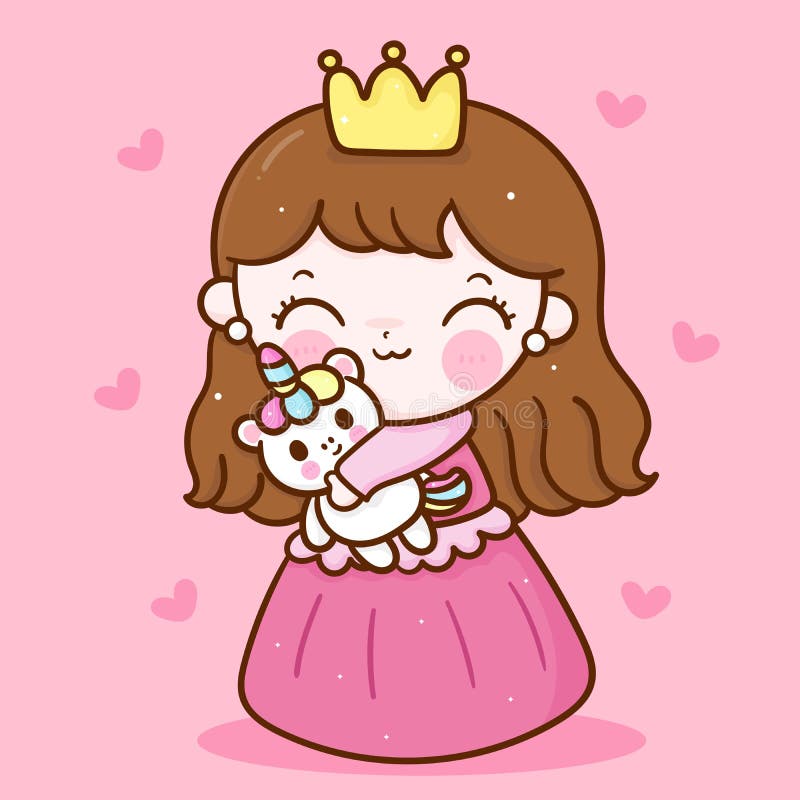 Bonitinha Princesa Desenho Abraçando Boneca Unicorn Fada Peluda Kawaii  Criança Bicarboninha Vai Para O Quarto Ilustração do Vetor - Ilustração de  quarto, convite: 222156707