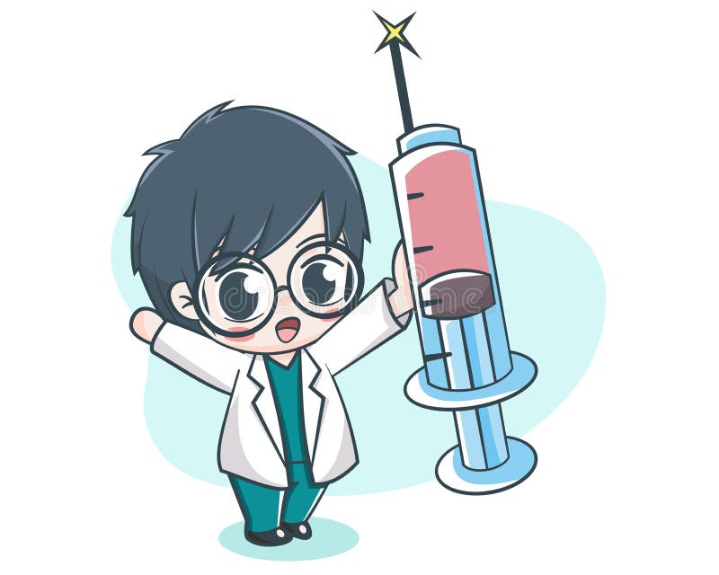 doutora bonita segurando uma enorme ilustração de desenho animado