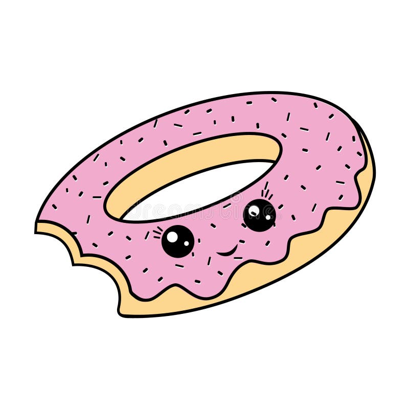 Fofo Donut Kawaii. Ilustração De Estilo De Desenho Animado Isolado
