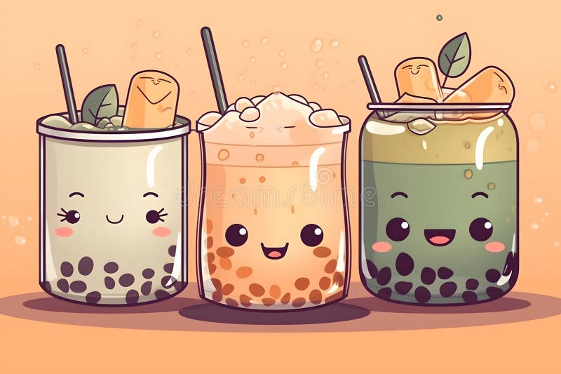 Kawaii Fofo Emoji Personagens Cartoon Boba Bubble Milk Tea