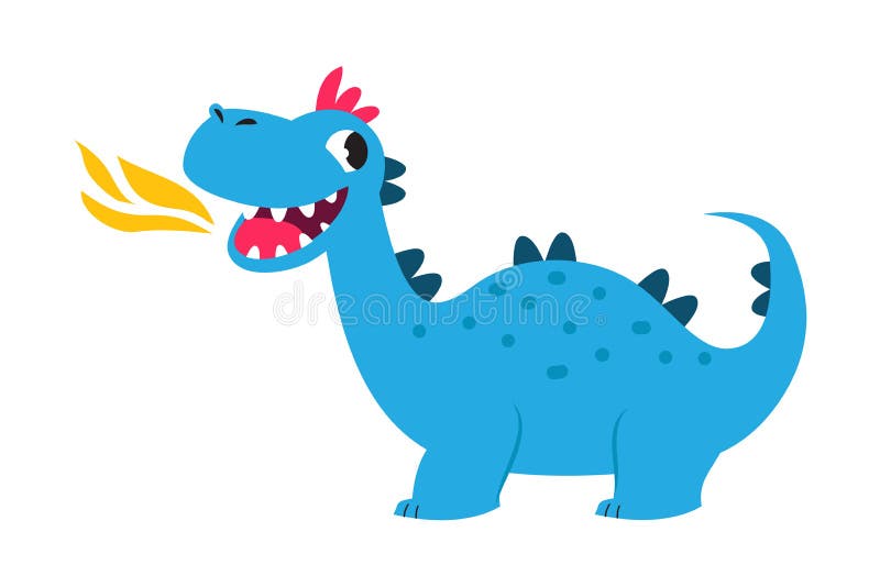 Fofo Pequeno Dragão Cuspindo Fogo Engraçado Bebê Dinossauro Conto De Fadas  Personagem Desenho Do Vetor De Desenho Animado Ilustração Stock -  Ilustração de isolado, animal: 207804832